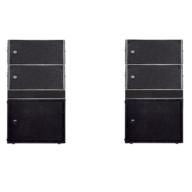 RCF Line Array Stack (4 top + 2 sub + 2 flybar)